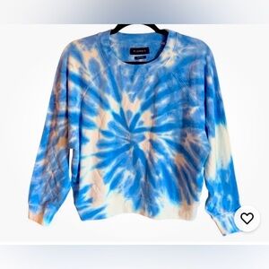 Piombo Top Women’s Medium Blue Tie Dye Raglan Sleeve Ribbed Hem Crop Sweatshirt